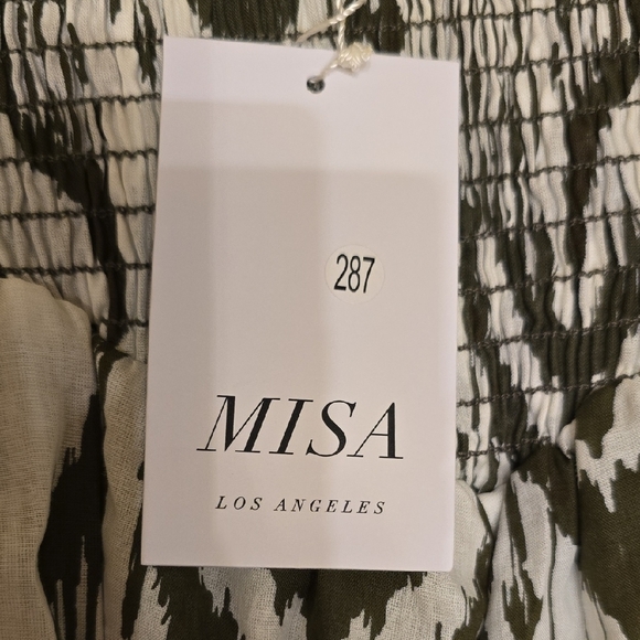 Misa Los Angeles Military Green and White Abstract Joggers - Picture 3 of 16